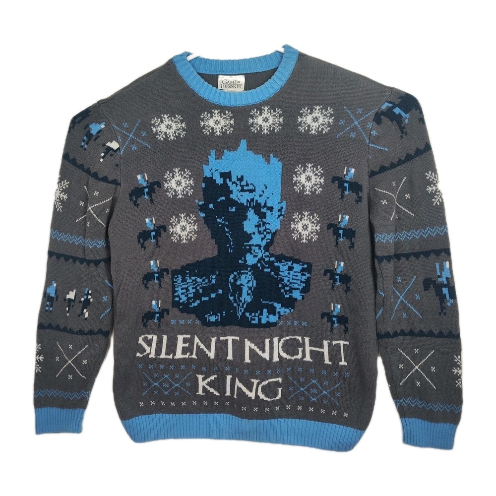 Game of Thrones Christmas Sweater‎ Men's XL Gray/Blue "Silent Night King"